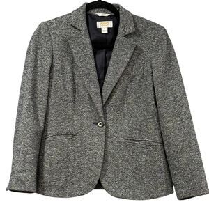 Talbots Wool Silk Blend Tweed Blazer Petite 4P Women's Gray Career Office Jacket